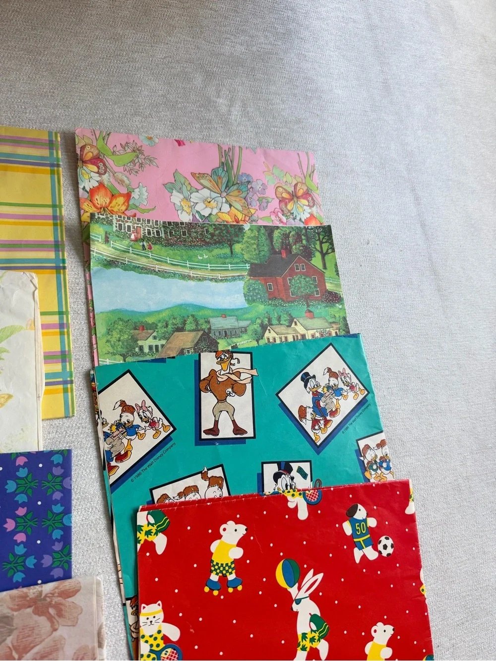Vintage Multi-Pattern wrapping paper and tissue paper. Assortment. 1980’s